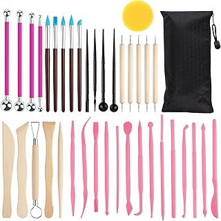 38pcs Outils kit poterie,Outils de Sculpture，Outil Sculpture Modelage, Outil Modelage Clay Sculpting Tools, Avec Sac Rangement，pour Céramique, Art Gaufrage, Menuiserie, Artiste DIY