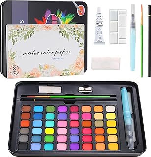 coffret peinture enfant, kit peinture adulte, Ensemble de 48 Pieces avec Pinceau, pinceau réservoir d