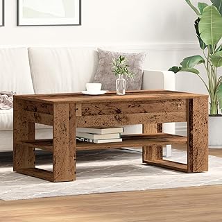Table basse en bois vieilli - Meuble pour salon - Table de salon - Table de bureau pour bureau - 102 x 55 x 45 cm - Bois technique