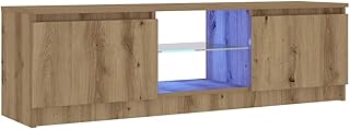 vidaXL Meuble TV avec lumières LED chêne Artisanal Bois d