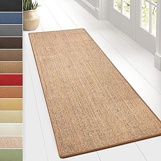 KARAT Tapis en Sisal Runner, Tapis Naturel pour Votre Salon Fabriqué en Allemagne, Bordure en Coton - Attrayant et Robuste (Liège, 50 x 100 cm)