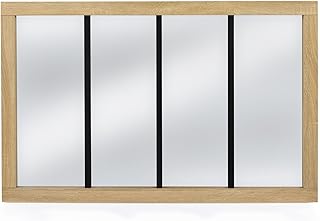 IDMarket - Miroir verrière Atelier 4 Bandes Cadre Bois Design Industriel 110x70 cm