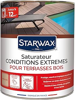STARWAX Saturateur Haute Protection pour Terrasses en Bois Incolore - 1L - Idéal pour Nourrir et Protéger le Bois - Résiste aux UV - Anti-Tache - Anti-Graisse