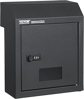VEVOR Boîte aux Lettres Encastrable Porte, 305x155x360 mm, Boîte de Dépôt de Courrier Travers la Porte, 43 mm, Acier Robuste, Verrou à Code Combinaison pour Lettres, Clés, Maison, Bureau, Gris Foncé