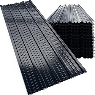 DEUBA® 12x Tôles de bardage 129x46cm 7m² tôle trapézoïdale ondulée profilée résistante intempéries galvanisé plaque abri de jardin anthracite